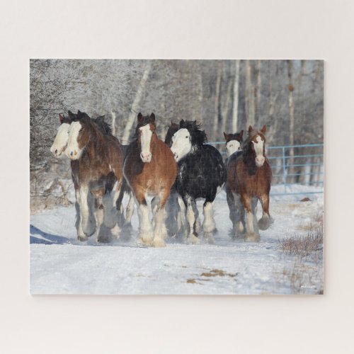 Bob Langrish  Herd Of Clydesdales In Snow Jigsaw Puzzle