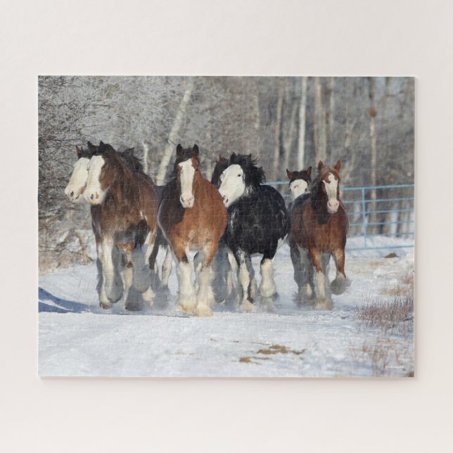 Bob Langrish | Herd Of Clydesdales In Snow Jigsaw Puzzle (Horizontal)