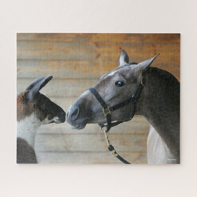 Bob Langrish Llama and Andalucian Meeting Headshot Jigsaw Puzzle (Horizontal)