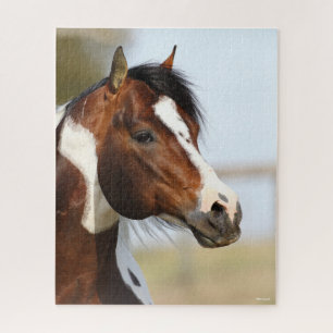 Bob Langrish Paint Horse Stallion headshot Jigsaw Puzzle