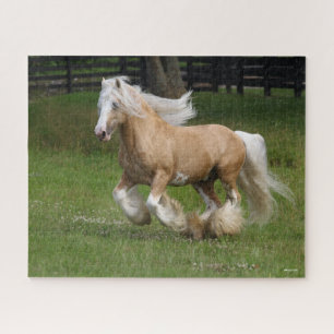 Bob Langrish Palomino Gypsy Vanner Horse Running Jigsaw Puzzle