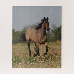 Bob Langrish Quarter Horse Running In Flowers Jigsaw Puzzle