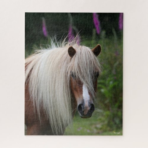 Bob Langrish  Shetland Pony headshot With Flowers Jigsaw Puzzle