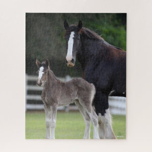 Bob Langrish Shire Horse Mare and Foal Standing Jigsaw Puzzle