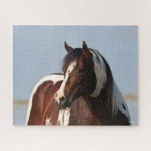 Bob Langrish Tobiano Paint Horse Stallion Headshot Jigsaw Puzzle
