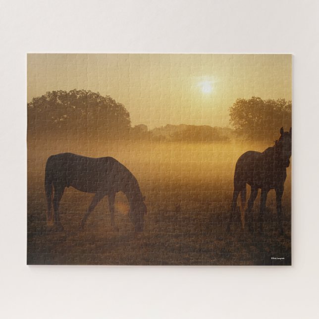 Bob Langrish Two Arabs Standing In Mist At Sunrise Jigsaw Puzzle (Horizontal)