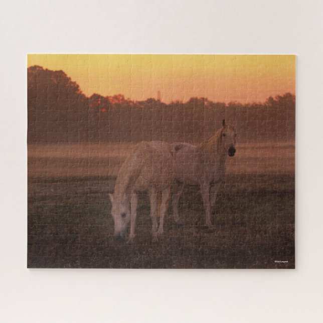 Bob Langrish | Two Gray Arab Horses Standing Jigsaw Puzzle (Horizontal)