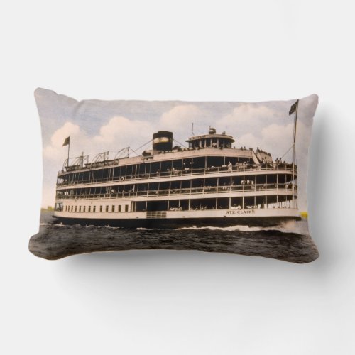 Bob_Lo Boat Ste Claire Vintage Great Lakes Lumbar Pillow