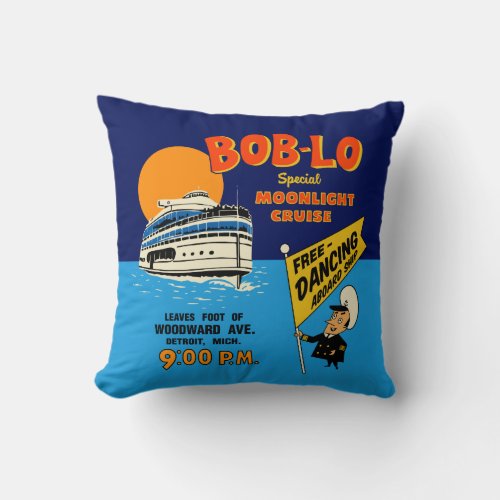 Bob_Lo Special Moonlight Cruise Retro Design Throw Pillow