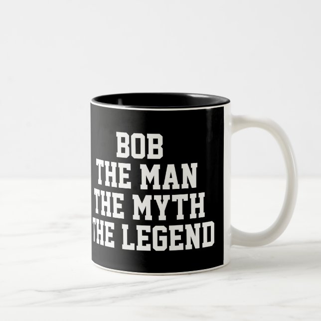 Bob: Man, Myth, Legend, Black Two-Tone Coffee Mug (Right)