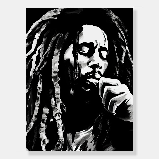 Bob Marley black white art Foam Boards (Front)