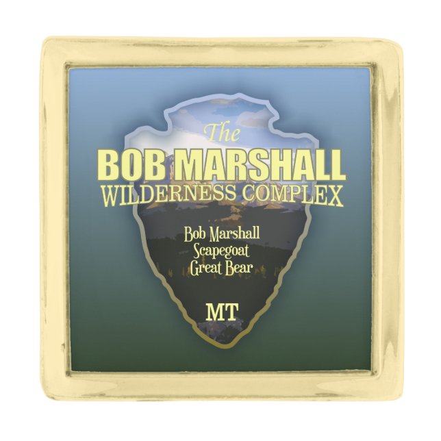 Bob Marshall Wilderness Complex (arrowhead) Gold Finish Lapel Pin (Front)