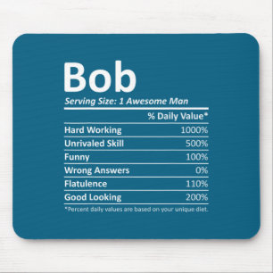 Bob Nutrition Funny Birthday D Name Gif  Mouse Pad