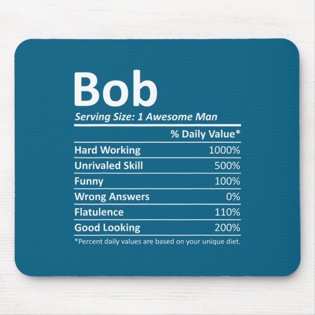 Bob Nutrition Funny Birthday D Name Gif  Mouse Pad (Front)