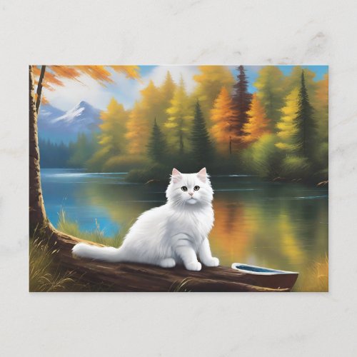 Bob Ross Style Cat Postcard