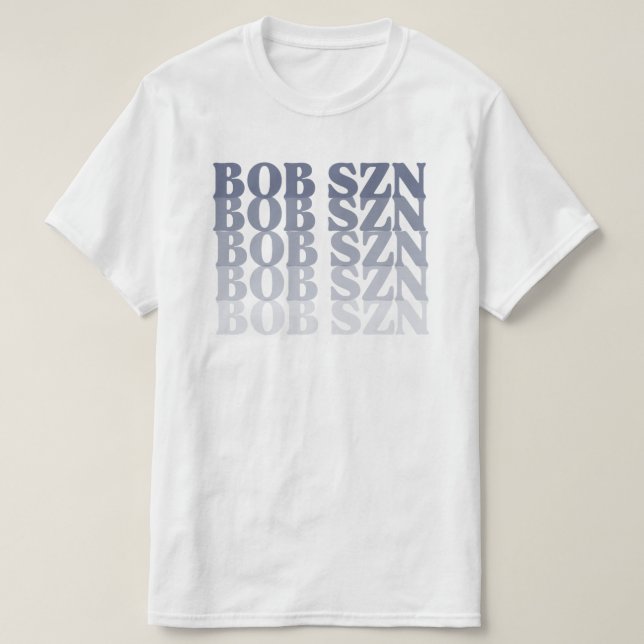 "Bob Season" Cute Denim Blue Custom Graphic Tee (Design Front)