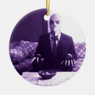 Bob the Alien Watching TV Ornament! Ceramic Ornament