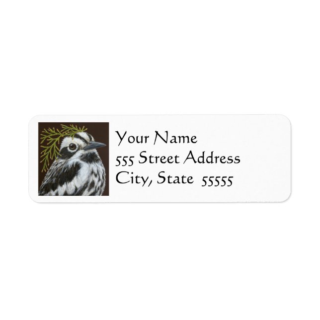 Bob the black and white warbler address label (Front)