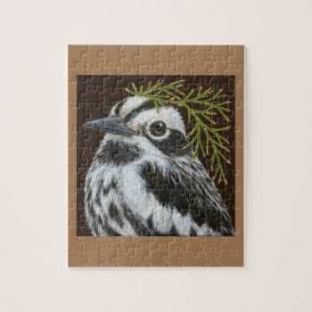 Bob The Black And White Warbler Puzzle by vickisawyer at Zazzle