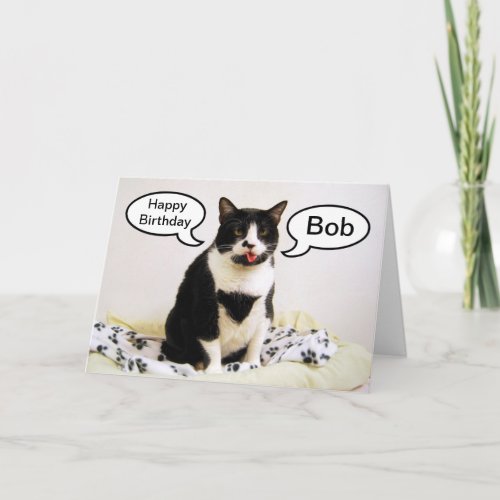 Bob Tuxedo Cat Birthday Humor Card