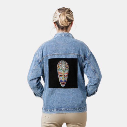 Bob Why the Long Face Mosaic Mask Denim Jacket