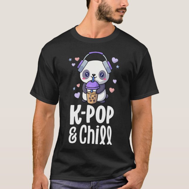 Boba And KPop  Kawaii Panda Bubble Tea KPop falken T-Shirt (Front)