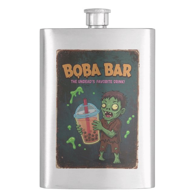 Boba Bar – The Undead’s Favorite Drink! Flask (Front)