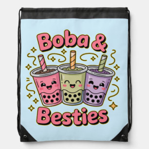 BOBA & Besties Vibes – Perfect for Boba Tea Lovers Drawstring Bag