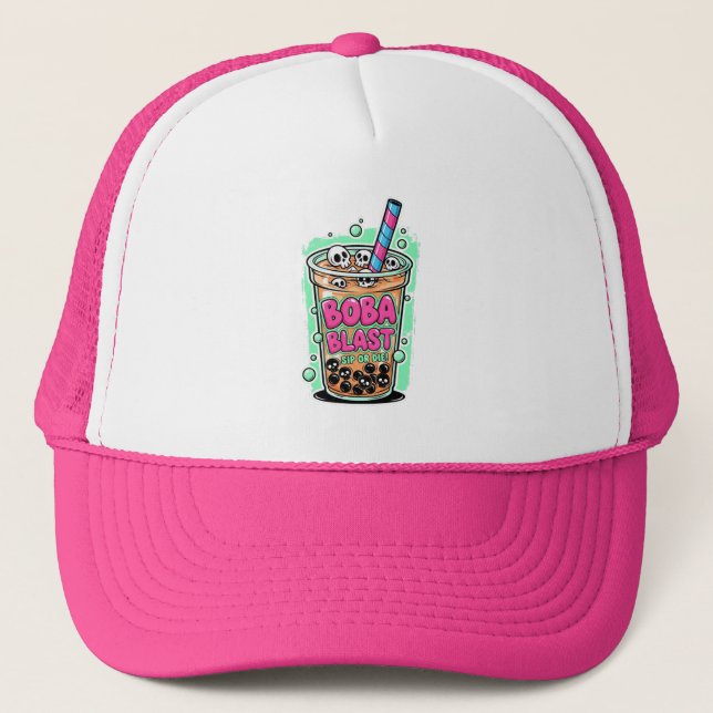 Boba Blast – Sip or Die! Trucker Hat (Front)
