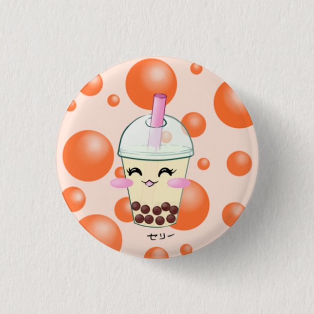 Boba Bubble Milk Tea Button (Front)
