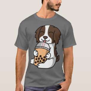 Boba Bubble Milk Tea English Springer Spaniel Dog T-Shirt