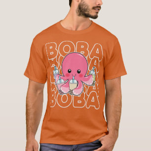 Boba Bubble Milk Tea Kawaii Octopus Pink Teens Gir T-Shirt