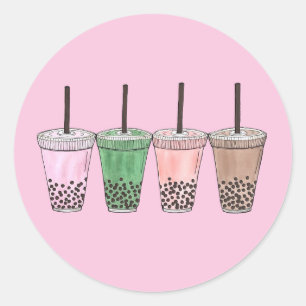 Boba Bubble Tapioca Pearl Milk Tea Drinks Foodie Classic Round Sticker