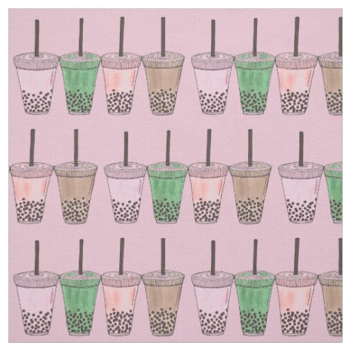 Boba Bubble Tapioca Pearl Milk Tea Drinks Foodie Fabric