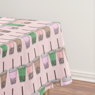 Boba Bubble Tapioca Pearl Milk Tea Drinks Foodie Tablecloth