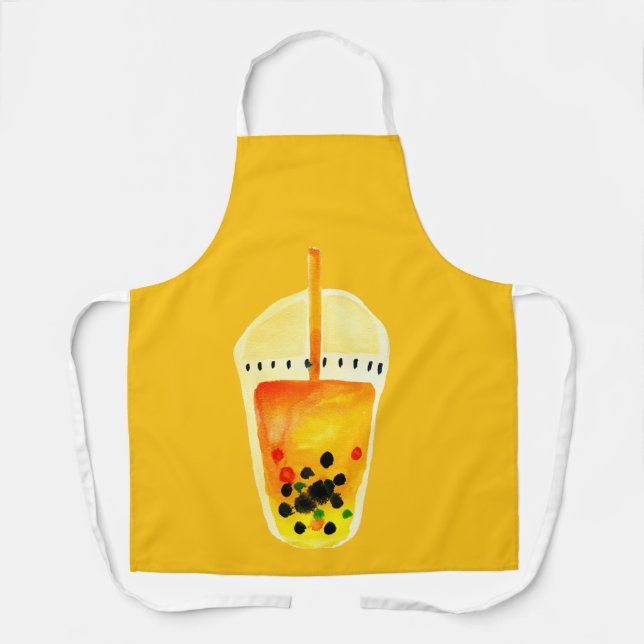 Boba Bubble tea art illustration Apron (Front)