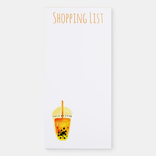 Boba Bubble tea art illustration Magnetic Notepad (Front)
