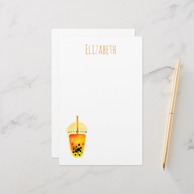 Boba Bubble tea art illustration Stationery (Front/Back In Situ)
