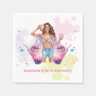 Boba Bubble Tea Birthday Personalized Napkins