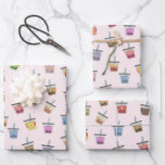 Boba Bubble Tea Colorful Kawaii Cute Pattern Wrapping Paper Sheets at Zazzle