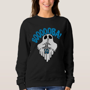 Boba Bubble Tea drinking Ghost  Boooooba Cool Hall Sweatshirt