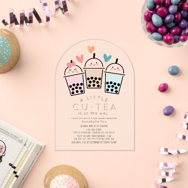 Boba Bubble Tea Gender-Neutral Baby Shower Acrylic Invitations (Insitu (Celebration))