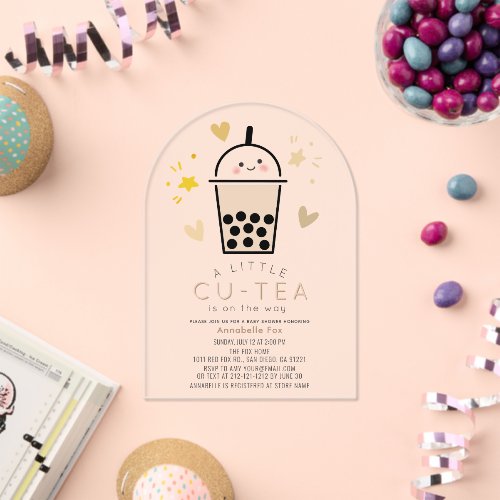 Boba Bubble Tea Gender-Neutral Baby Shower Acrylic Invitations