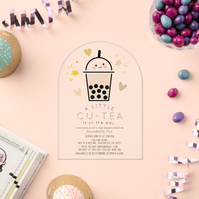 Boba Bubble Tea Gender-Neutral Baby Shower Acrylic Invitations (Insitu (Celebration))