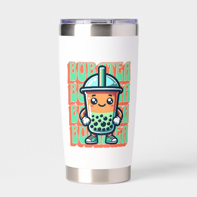 Boba Bubble Tea Kawaii Cute Cartoon Insulated Tumbler (Front)