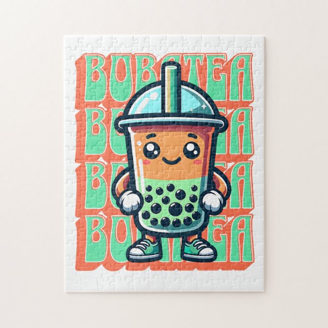 Boba Bubble Tea Kawaii Cute Cartoon Jigsaw Puzzle (Vertical)