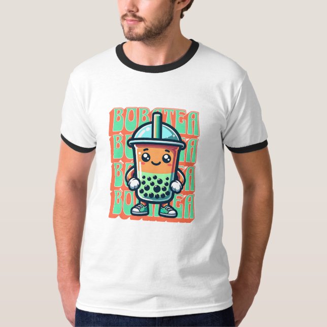 Boba Bubble Tea Kawaii Cute Cartoon T-Shirt (Front)