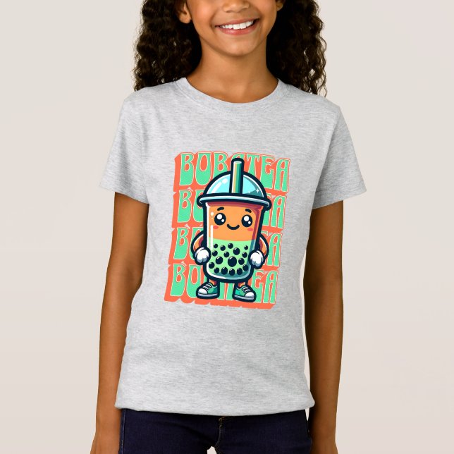 Boba Bubble Tea Kawaii Cute Cartoon T-Shirt (Front)