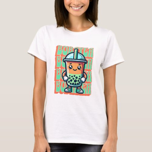 Boba Bubble Tea Kawaii Cute Cartoon T_Shirt