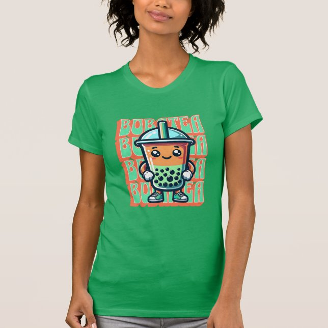 Boba Bubble Tea Kawaii Cute Cartoon T-Shirt (Front)